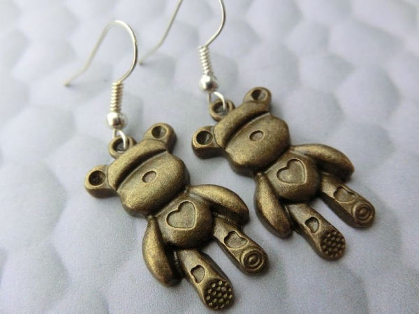 Teddy Ohrringe bronzefarbe Vintage Bär Kuscheltier